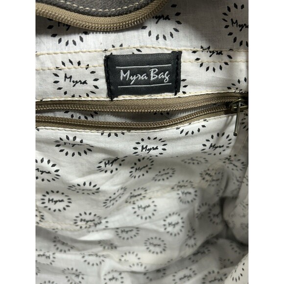 MINTY MYRA BAGS Horse Hair Canvas Leather Backpack Gray Brown Large travel purse - Picture 15 of 16